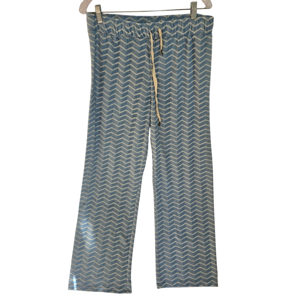 Dandy‎ Del Mar XL Blue Santorini Zig Zag Terry Lounge Pant Drawstring Comfort
